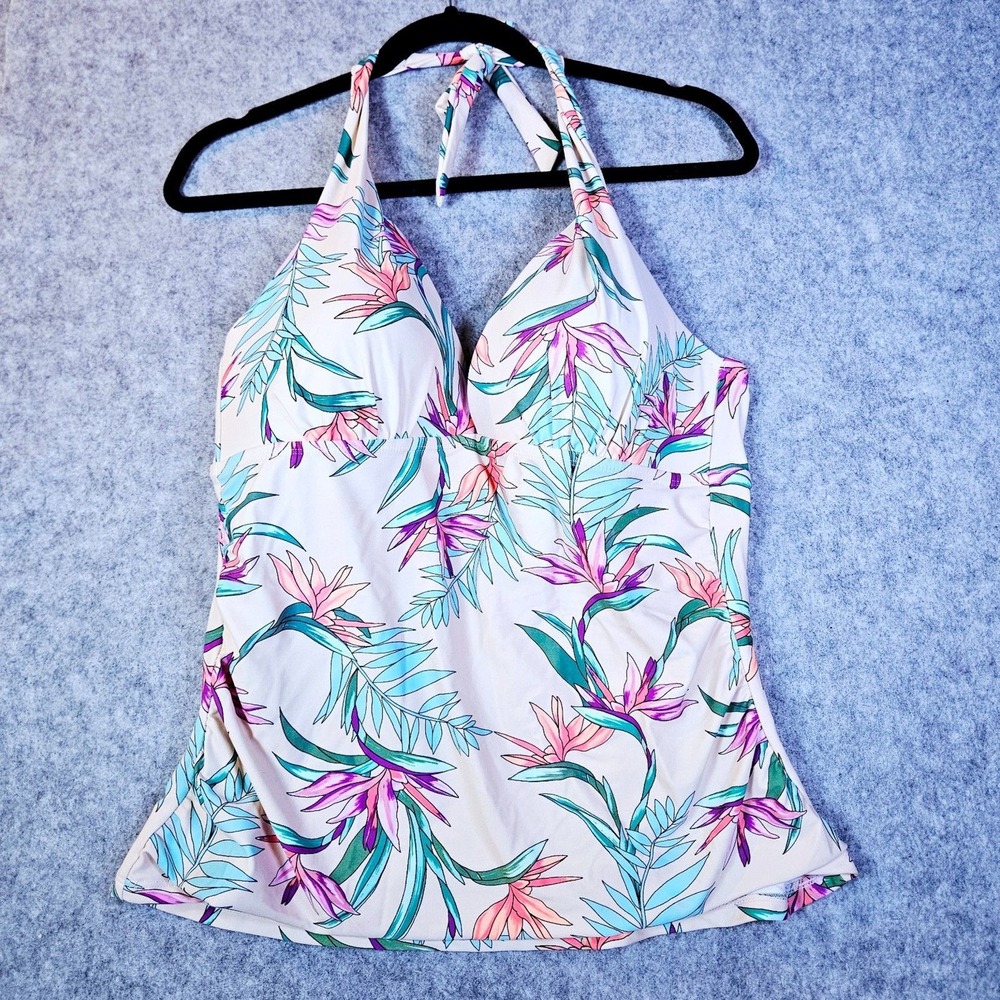 Dip Womens Tropical Halter Tankini Top Summer‎ Vacation Resort Sz L
